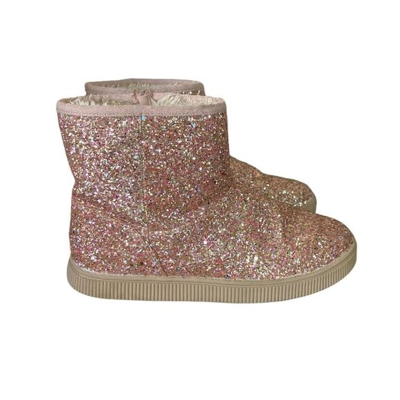 Cat & Jack Boots Girls Size 4 Ankle Gold Glitter - Picture 3 of 16